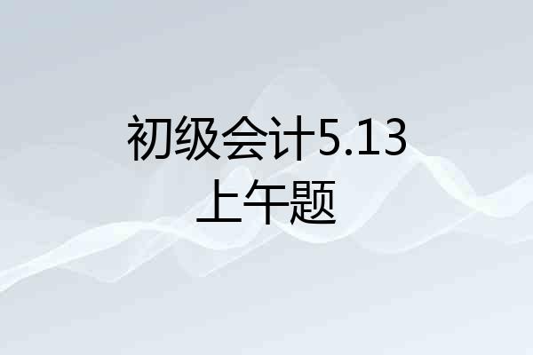 初级会计5.13上午题