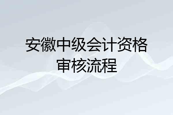 安徽中级会计资格审核流程