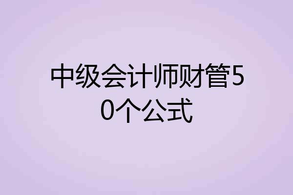 中级会计师财管50个公式