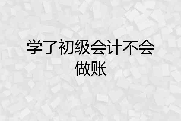 学了初级会计不会做账