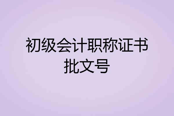 初级会计职称证书批文号
