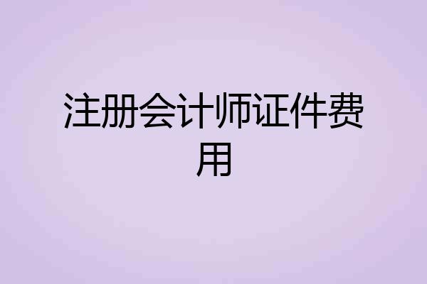 注册会计师证件费用