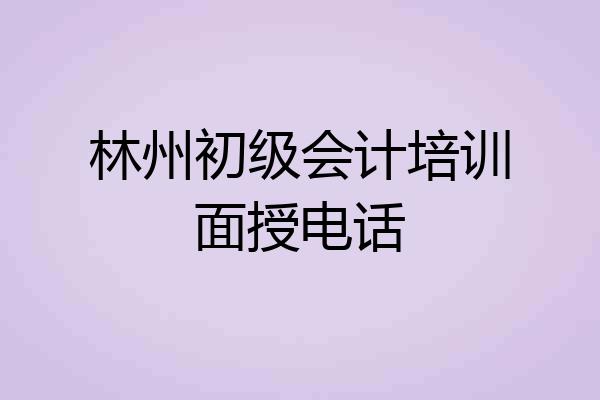 林州初级会计培训面授电话