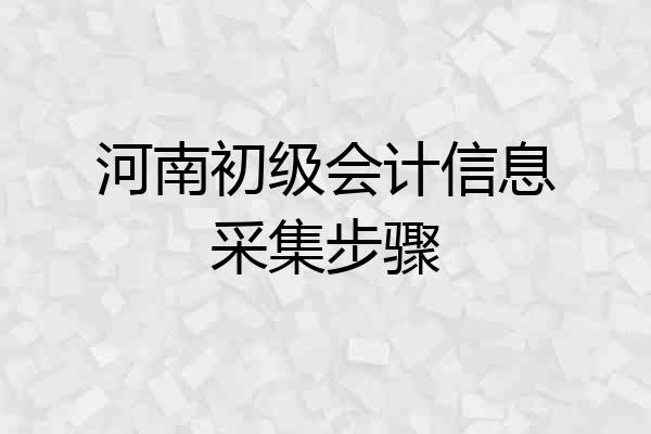 河南初级会计信息采集步骤