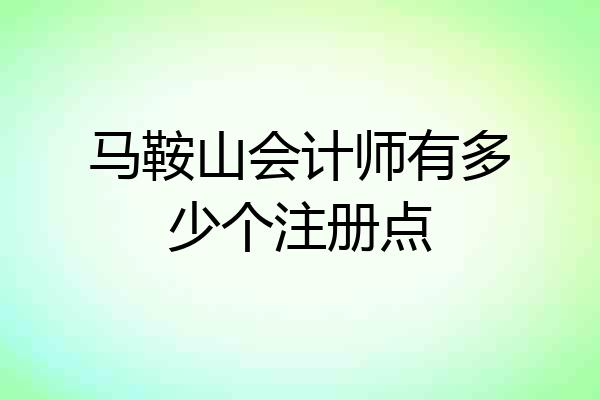 马鞍山会计师有多少个注册点