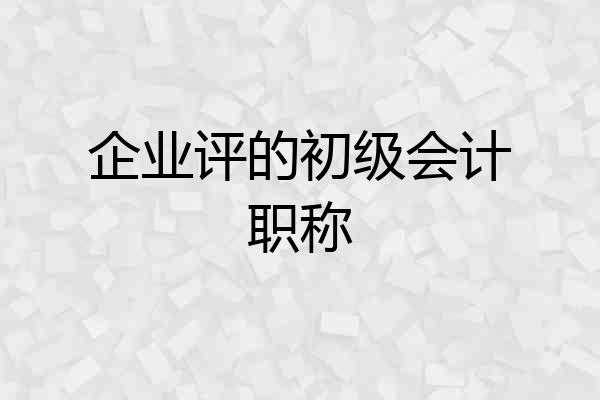 企业评的初级会计职称