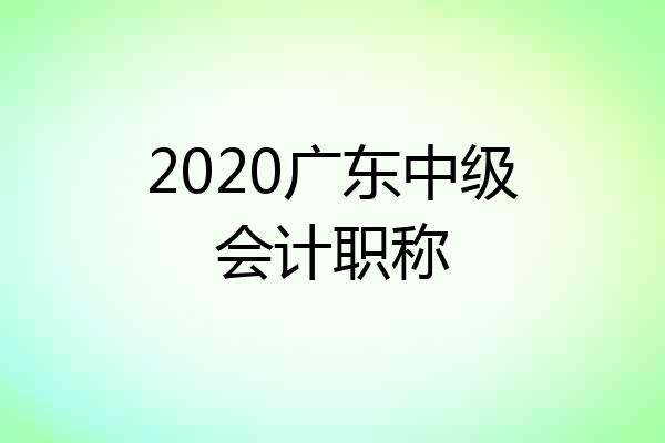 2020广东中级会计职称