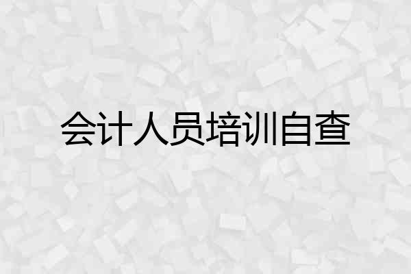 会计人员培训自查