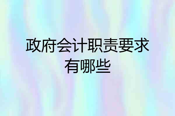 政府会计职责要求有哪些