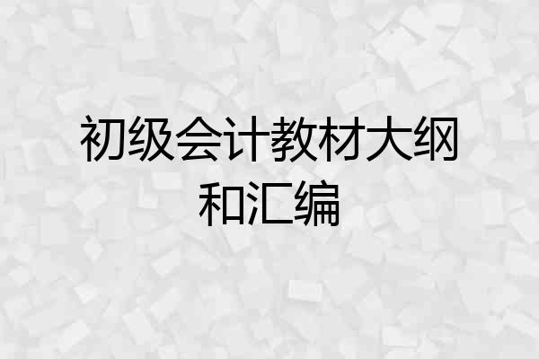初级会计教材大纲和汇编