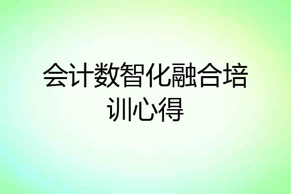 会计数智化融合培训心得
