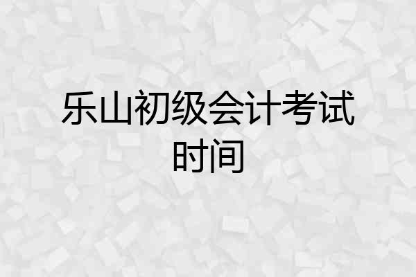乐山初级会计考试时间
