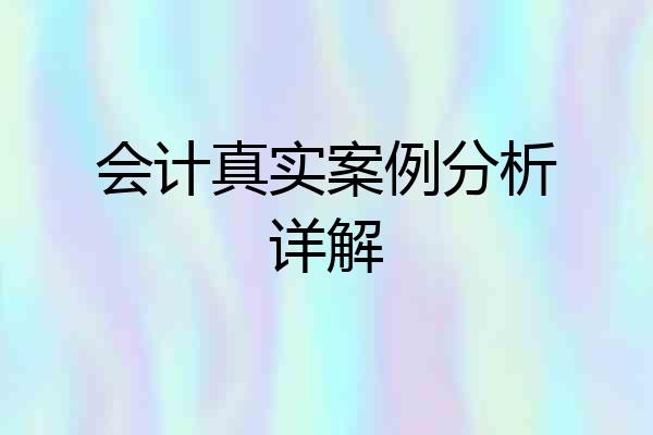 会计真实案例分析详解