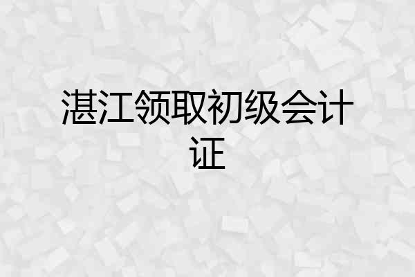 湛江领取初级会计证