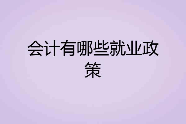 会计有哪些就业政策