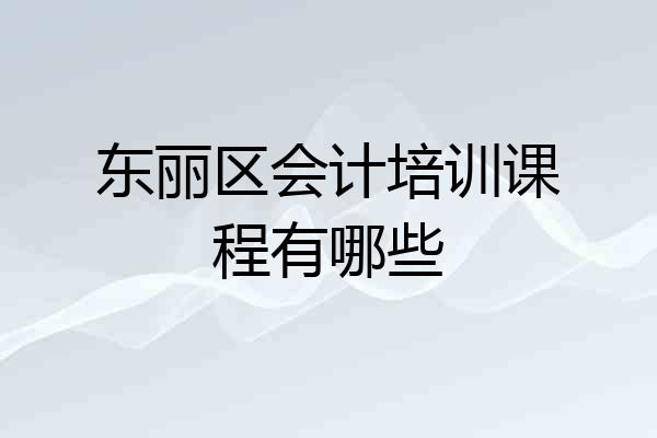 东丽区会计培训课程有哪些