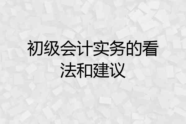 初级会计实务的看法和建议