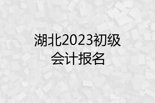 湖北2023初级会计报名