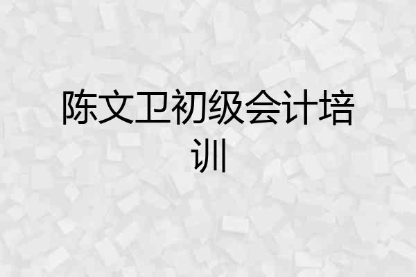 陈文卫初级会计培训