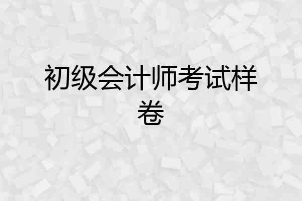 初级会计师考试样卷