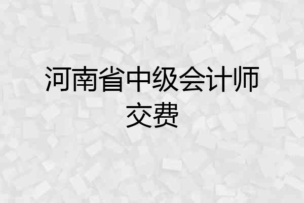 河南省中级会计师交费