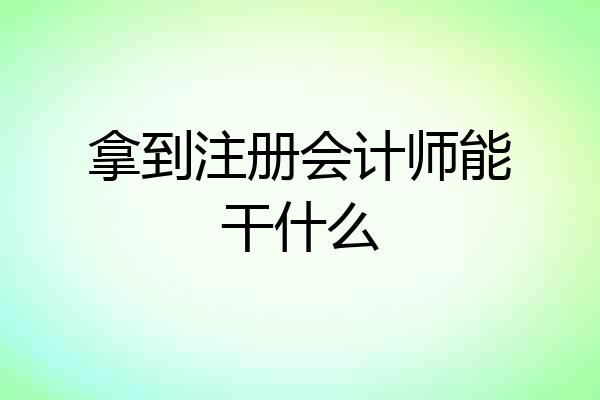 拿到注册会计师能干什么