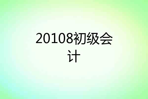 20108初级会计