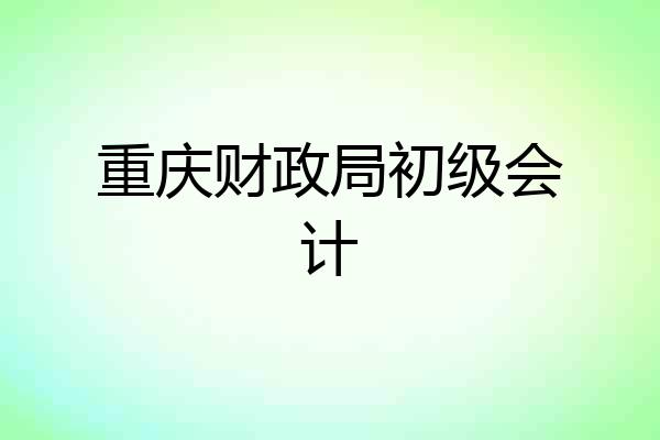 重庆财政局初级会计