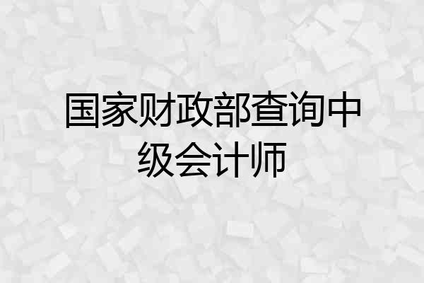 国家财政部查询中级会计师
