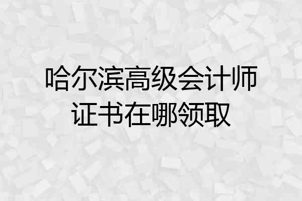哈尔滨高级会计师证书在哪领取