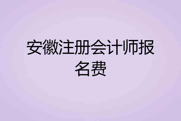 安徽注册会计师报名费