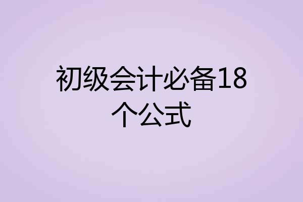 初级会计必备18个公式