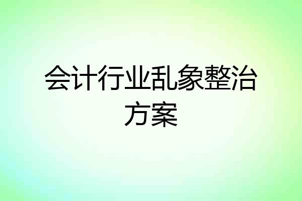 会计行业乱象整治方案