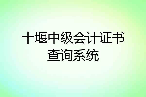 十堰中级会计证书查询系统