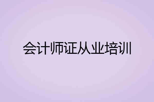 会计师证从业培训