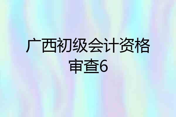 广西初级会计资格审查6