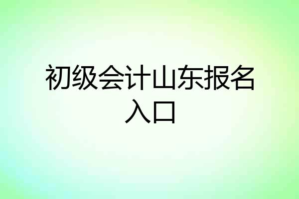 初级会计山东报名入口