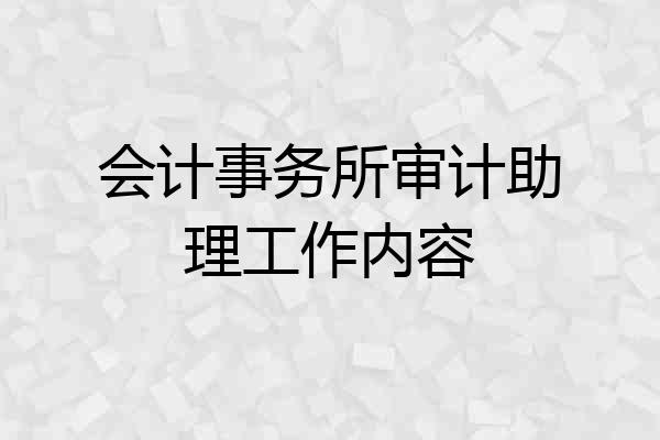 会计事务所审计助理工作内容