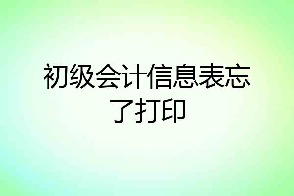 初级会计信息表忘了打印