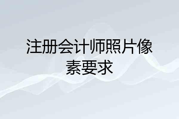 注册会计师照片像素要求