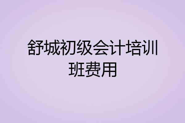 舒城初级会计培训班费用