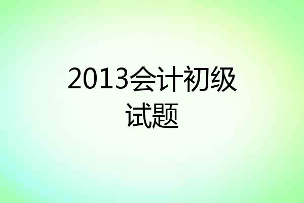 2013会计初级试题