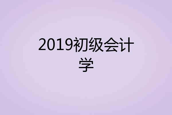 2019初级会计学