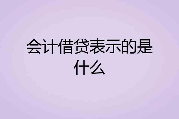 会计借贷表示的是什么