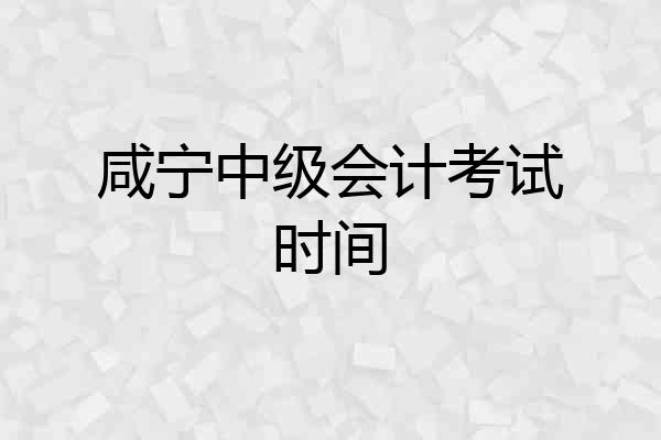 咸宁中级会计考试时间
