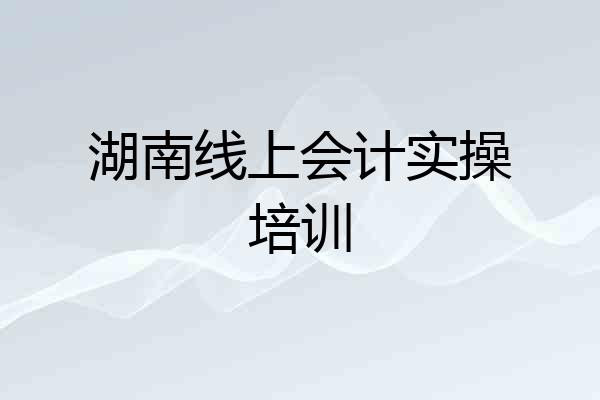 湖南线上会计实操培训
