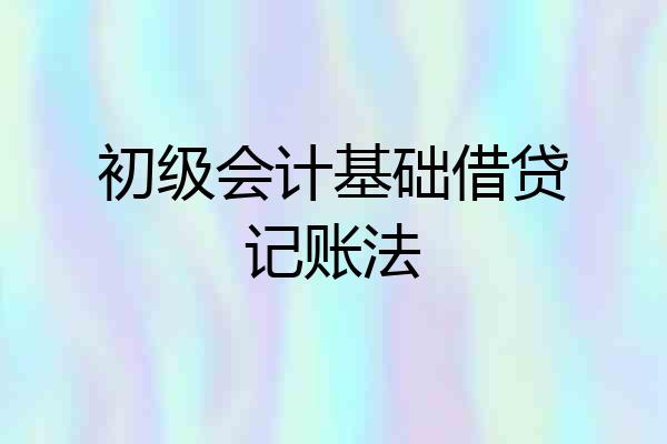 初级会计基础借贷记账法