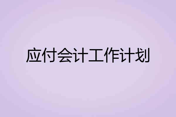 应付会计工作计划