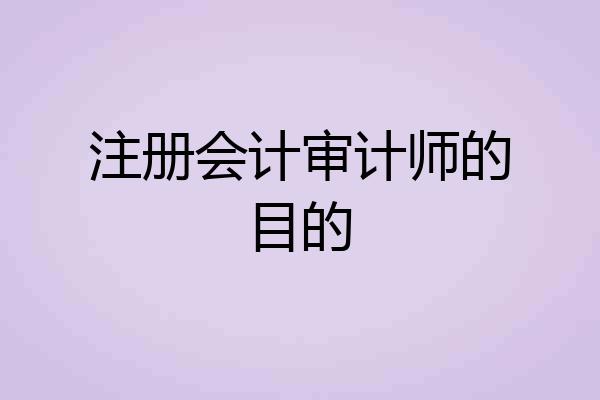 注册会计审计师的目的