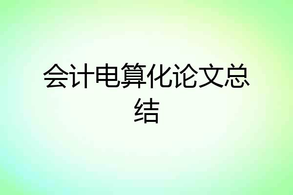 会计电算化论文总结